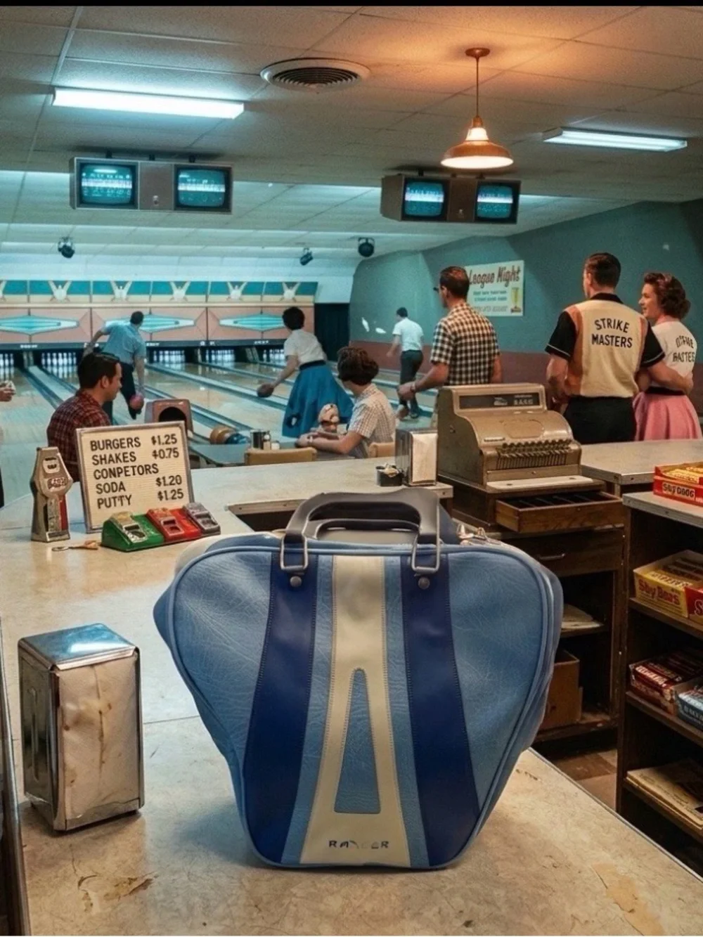 Vintage 1960s/1970s Ranger Vinyl Bowling Bag – Retro Blue & Beige